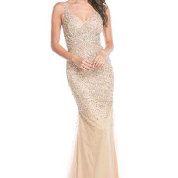 New Tan Evening Gown size Two - Picture 1 of 3